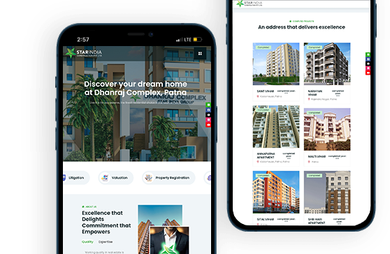 Star India Construction property listings on mobile