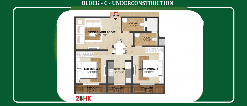Dhanraj Complex 2 BHK floor plan